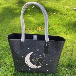 City Tote In Signature Canvas With Halloween Graphic Bag Purse